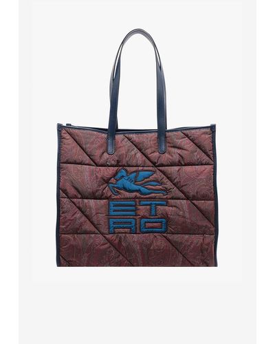 Etro Paisley Pattern Nylon Tote Bag - Red