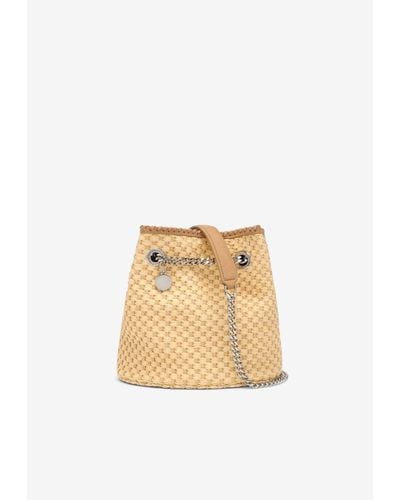 Stella McCartney Falabella Woven Raffia Bucket Bag - Natural