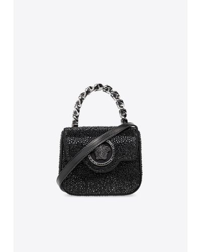 Versace Mini La Medusa Crystal-Embellished Shoulder Bag - Black