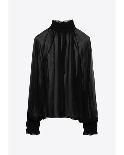 Dolce & Gabbana Sheer Silk Blouse - Black