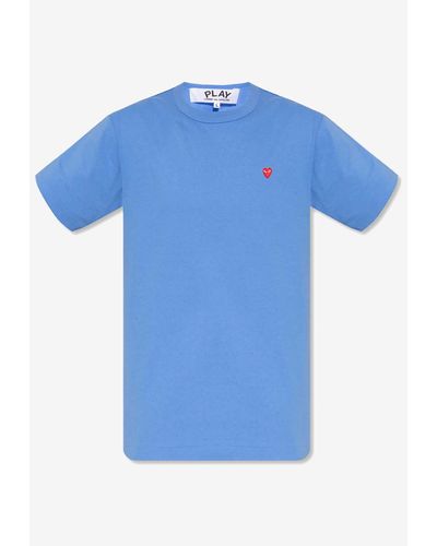 COMME DES GARÇONS PLAY Logo-Embroidered Crewneck T-Shirt - Blue