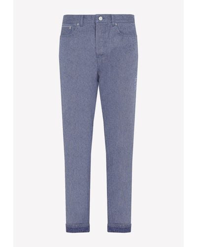 Dior Star-Embroidered Skinny Jeans - Blue