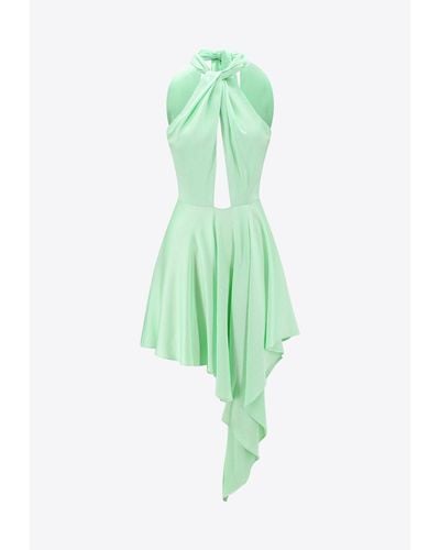 Stella McCartney Halterneck Draped Viscose Mini Dress - Green