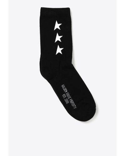 Golden Goose Star Print Ribbed Socks - Black