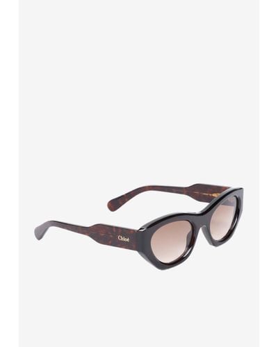 Chloé Oval Acetate Sunglasses - White