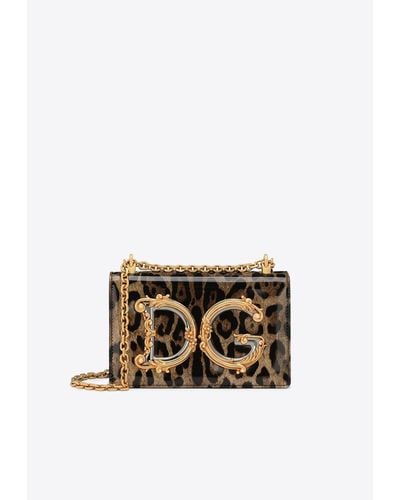 Dolce & Gabbana Medium Dg Girls Leopard Print Shoulder Bag - White