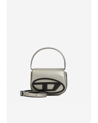 DIESEL Mini Logo Shoulder Bag In Leather - White