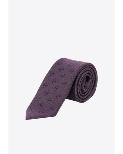 NICKY MILANO Patterned Wool-Blend Tie - Purple