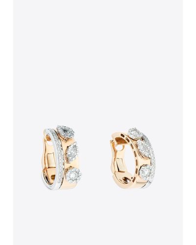 YEPREM Golden Strada Diamond Hoop Earrings - White