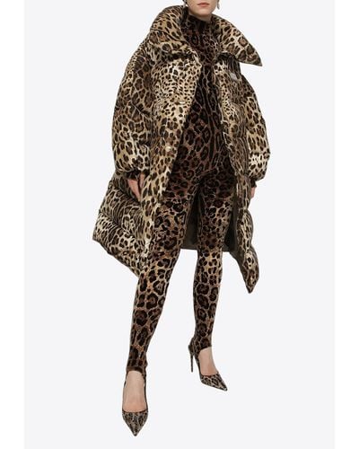 Dolce & Gabbana Leopard Print High-Neck Jumpsuit - Natural