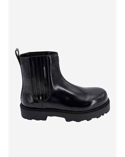 Givenchy Logo Patch Patent- Leather Chelsea Boots - Black