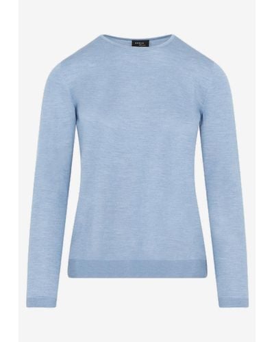 Akris Classic Cashmere And Silk Sweater - Blue