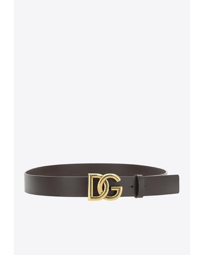 Dolce & Gabbana Dg Logo Leather Belt - White