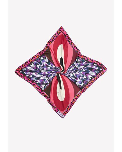 Emilio Pucci Large Patchwork-Print Silk-Twill Scarf - Red