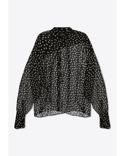 Dolce & Gabbana Polka Dot Print Silk Sheer Shirt - Black