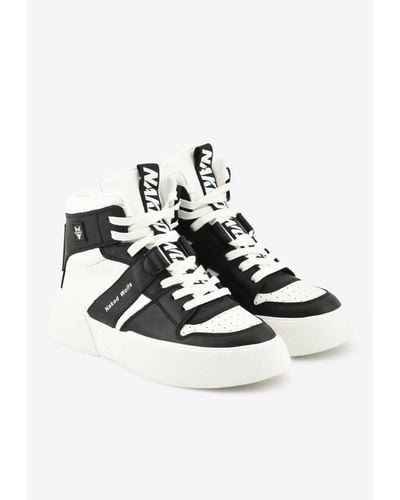 Naked Wolfe Phantom High-Cut Leather Sneakers - White
