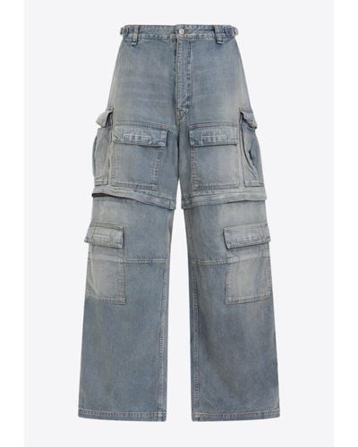 Balenciaga Washed-out Cargo Jeans - Blue