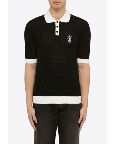 Amiri Logo-Embroidered Polo T-Shirt - Black