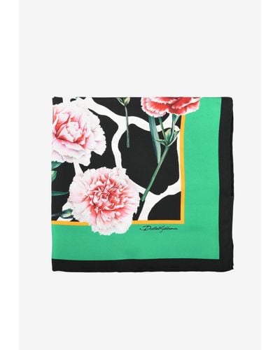 Dolce & Gabbana Floral Print Silk Twill Scarf - Multicolor
