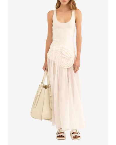 Chloé Floral-Applique Maxi Dress - White