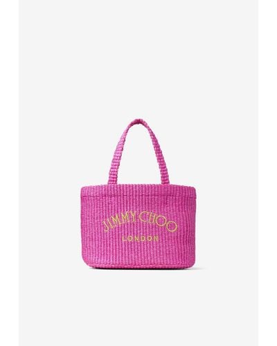 Jimmy Choo Mini Logo Beach Tote Bag - Pink