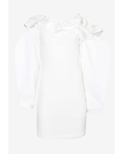 aaizél One-Shoulder Mini Ruffled Dress - White