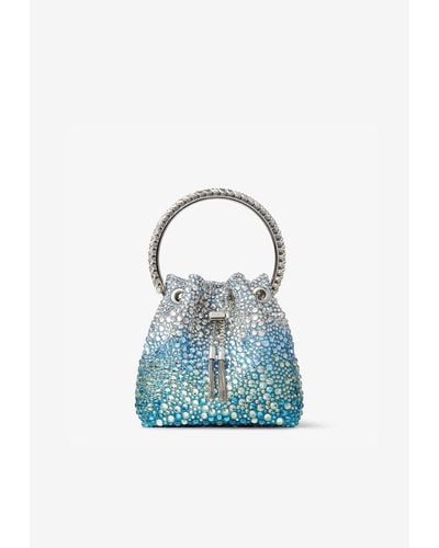 Jimmy Choo Bon Bon Crystal Embellished Bucket Bag - Blue