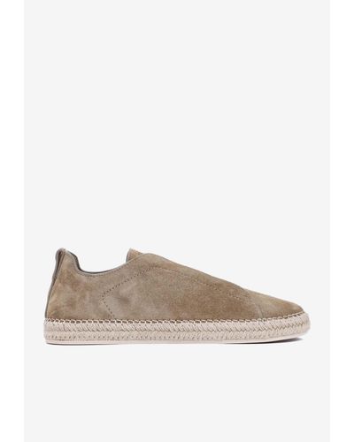 Zegna Triple Stitch Low-Top Sneakers - Brown