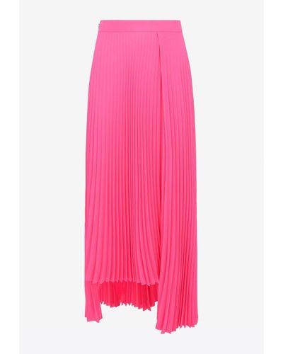 Balenciaga High Waist Asymmetric Pleated Skirt - Pink