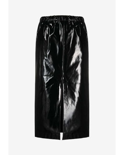 Maison Margiela Shiny High-Rise Midi Skirt - Black