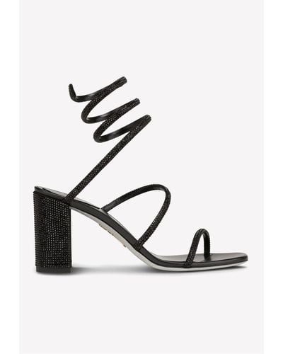 Rene Caovilla Cleo 80 Crystal Embellished Sandals - Black