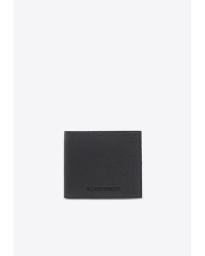 Emporio Armani Logo Embossed Bi-Fold Leather Wallet - White