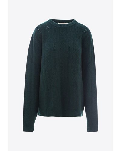 ANYLOVERS Wool-Blend Knitted Sweater - Blue