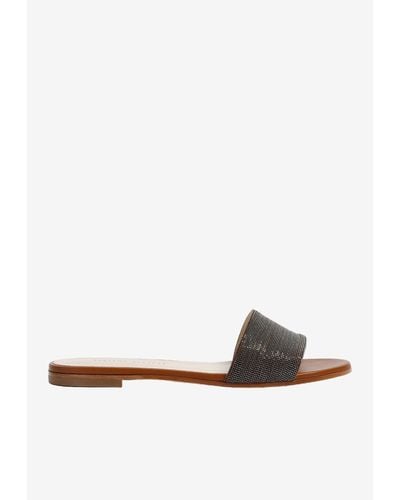 Fabiana Filippi Flat Leather Sandals - Brown