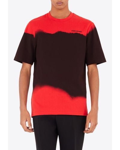 Ferragamo Sunset-Print T-Shirt - Red