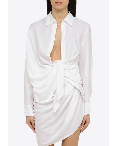 Jacquemus Bahia Asymmetric Long-Sleeved Shirt - White