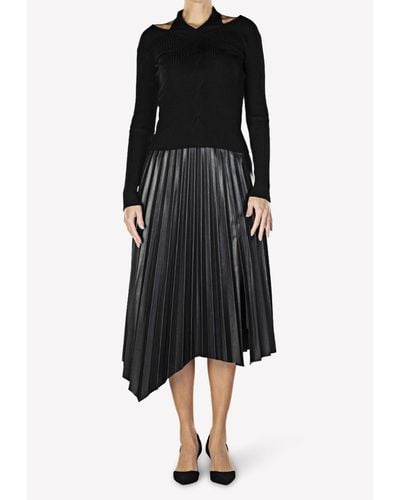 Acler Jayla Pleated Asymmetrical Midi Skirt - Black