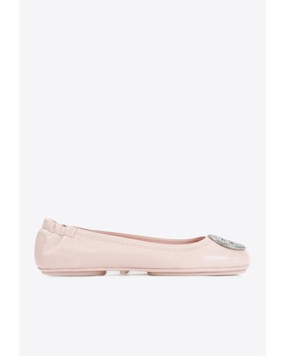 Tory Burch Minnie Pavé Leather Ballerina Shoes - Pink