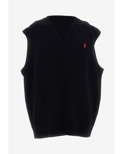 Polo Ralph Lauren Logo Embroidered Sweater Vest - Blue
