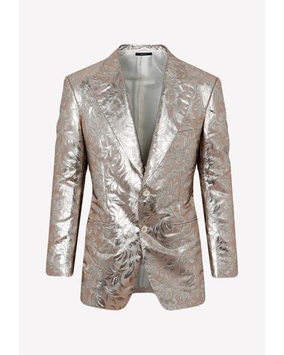Tom Ford Floral Jacquard Metallic Tuxedo Jacket