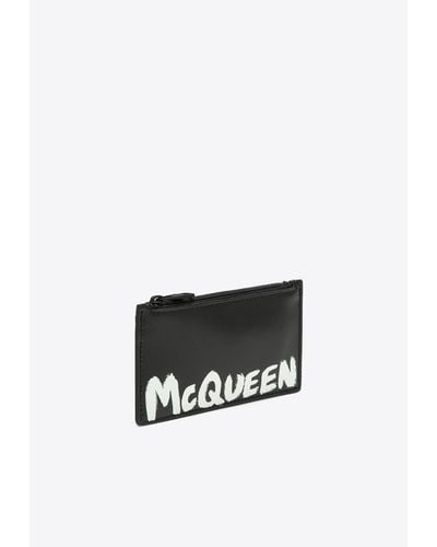 Alexander McQueen Graffiti Logo Leather Cardholder - White
