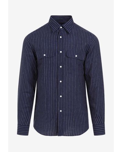 Ralph Lauren Linen Striped Shirt - Blue