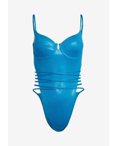 adidas X Ivy Park Metallic One-piece Swimsuit - Blue