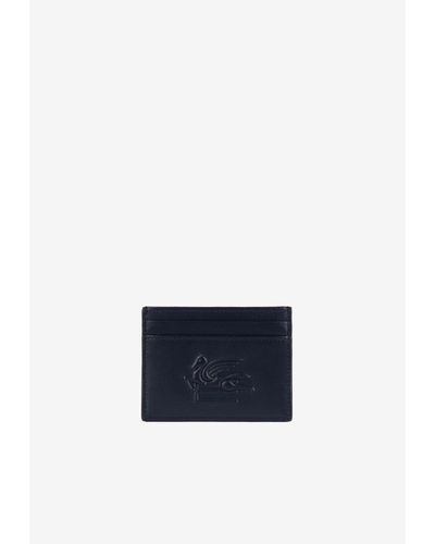 Etro Logo Embossed Leather Cardholder - Blue