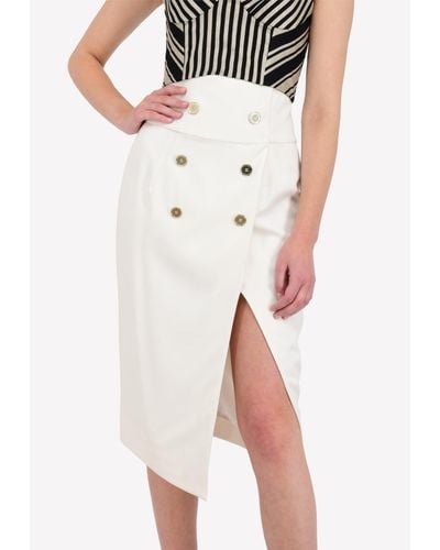 Alexandre Vauthier Double-Breasted Front Slit Pencil Skirt - White