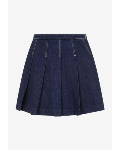 KENZO Pleated Mini Denim Skirt - Blue