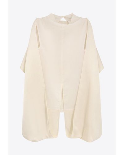 LE17SEPTEMBRE Wool-Blend Top With Cape-Detail - Natural