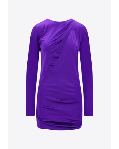 Versace Cut-Out Sleeved Mini Dress - Purple