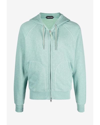 Tom Ford Zip-Up Knitted Hoodie - Green