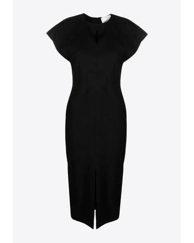 Isabel Marant Mirna Cap-Sleeved Midi Dress - Black